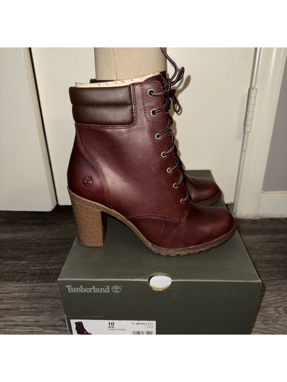 Timberland Tillston 6" Boot Burgundy Full Grain Leather Womens Size 10 M NIB
